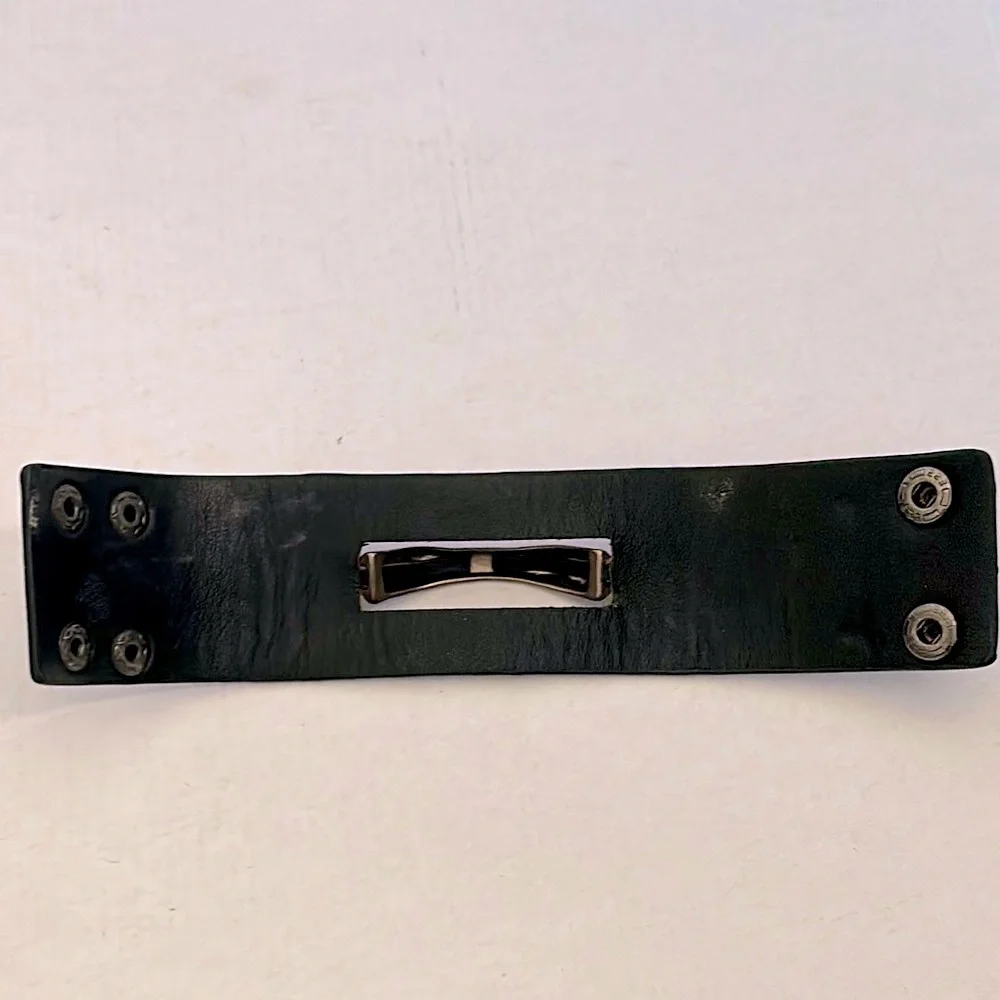 Etsy Brown and Gold crocodile Leather like Bracelet EUC